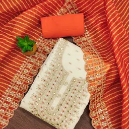 HMP Fashion Embroidered Unstitched Dress Material-image-7
