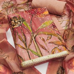 HERE&NOW Floral Embroidered Beads And Stones Unstitched Dress Material-image-8