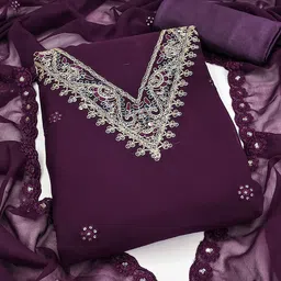 MANVAA Ethnic Motif Embroidered Unstitched Dress Material-image-44