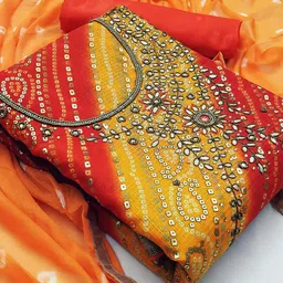 KALINI Printed Embroidered Unstitched Dress Material-image-22
