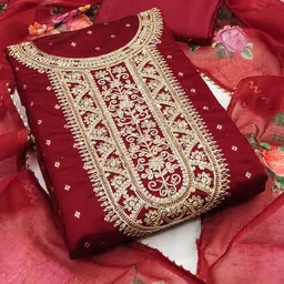 HMP Fashion Embroidered Unstitched Dress Material-image-32