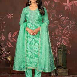 MANVAA Floral Printed Organza Unstitched Dress Material-image-60