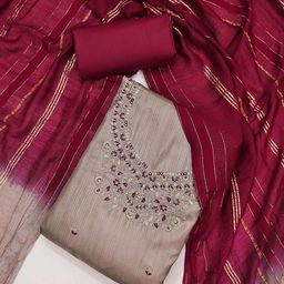 MANVAA Floral Embroidered Unstitched Dress Material-image-23