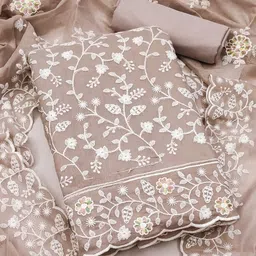 MANVAA Floral Embroidered Beads and Stones Unstitched Dress Material-picture-18
