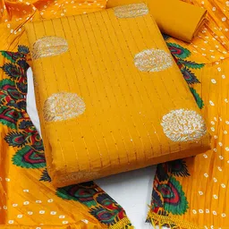 MANVAA Woven Design Sequinned Unstitched Dress Material-4