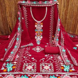 Leeza Store Floral Embroidered Sequinned Detailed Unstitched Dress Material-image-53