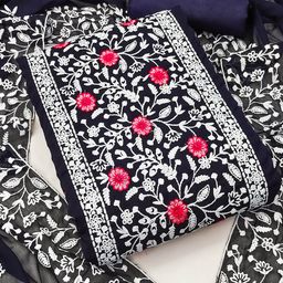SHADOW & SAINING Embroidered Silk Georgette Unstitched Dress Material-image-14