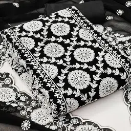 SHADOW & SAINING Floral Embroidered Zari Unstitched Dress Material-image-80