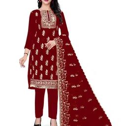 MANVAA Ethnic Motifs Embroidered Organza Unstitched Dress Material-image-58