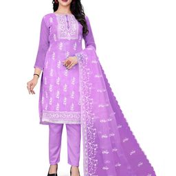 MANVAA Floral Embroidered Organza Unstitched Dress Material-picture-9