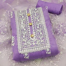 KALINI Embroidered Organza Unstitched Dress Material-image-18