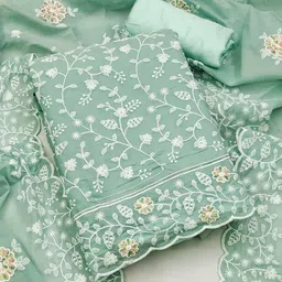 MANVAA Floral Embroidered Beads and Stones Unstitched Dress Material-picture-13