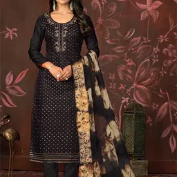 MANVAA Polka Dots Woven Design Beads and Stones Unstitched Dress Material-image-33