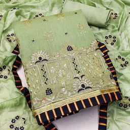 KALINI Ethnic Motifs Sequinned Embroidered Unstitched Dress Material-image-70