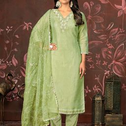 MANVAA Floral Embellished Beads and Stones Unstitched Dress Material-image-7