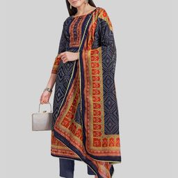TAVAS Bandhani Printed Thread Work Unstitched Dress Material-image-73