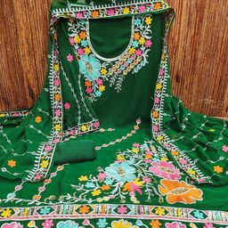 Leeza Store Floral Embroidered Silk Georgette Unstitched Dress Material-55