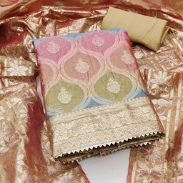 MANVAA Embellished Organza Unstitched Dress Material-image-25