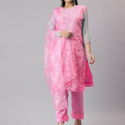 MANVAA Embroidered Organza Unstitched Dress Material-image-39