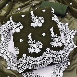 SHADOW & SAINING Embroidered Silk Georgette Unstitched Dress Material-image-56