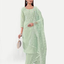 TAVAS Floral Embroidered Beads Detail Unstitched Dress Material-image-92