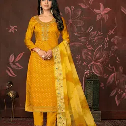 MANVAA Geometric Woven Design Beads & Stones Unstitched Dress Material-image-53