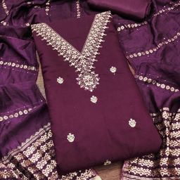 MANVAA Floral Embroidered Sequinned Unstitched Dress Material-image-66