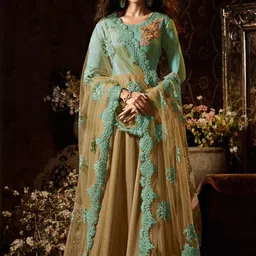 Chandbaali Floral Embroidered Zari Semi-Stitched Dress Material-image-33
