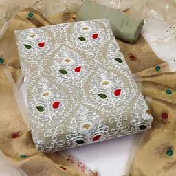 KALINI Ethnic Motifs Embroidered Sequinned Unstitched Dress Material-image-26