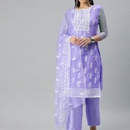 MANVAA Embroidered Organza Unstitched Dress Material-picture-6