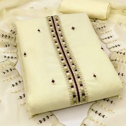 SHADOW & SAINING Embroidered Silk Georgette Unstitched Dress Material-image-43