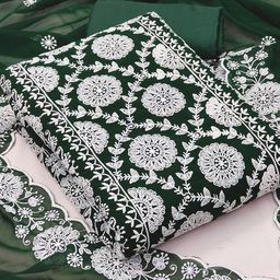 SHADOW & SAINING Ethnic Motifs Embroidered Silk Georgette Unstitched Dress Material-image-89