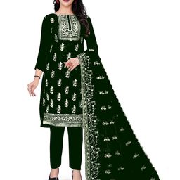MANVAA Ethnic Motifs Embroidered Organza Unstitched Dress Material-image-58
