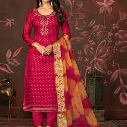 MANVAA Polka Dots Woven Design Beads and Stones Unstitched Dress Material-image-67
