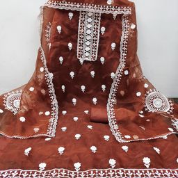 MANVAA Floral Embroidered Organza Unstitched Dress Material-image-67