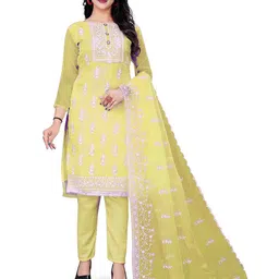 MANVAA Embroidered Organza Unstitched Dress Material-image-59