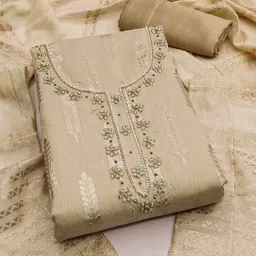 KALINI Ethnic Motifs Woven Design Beads and Stones Unstitched Dress Material-image-76