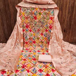 KALINI Ethnic Motifs Printed Sequinned Unstitched Dress Material-picture-12