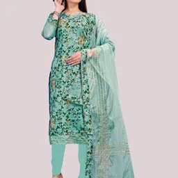 MANVAA Floral Printed Beads and Stones Unstitched Dress Material-image-11