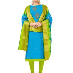 MANVAA Ethnic Motifs Embroidered Beaded Unstitched Dress Material-15