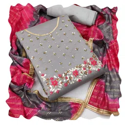 MANVAA Beads & Stones Embellished Unstitched Dress Material-picture-0
