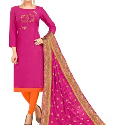 MANVAA Ethnic Motifs Embellished Beads and Stones Unstitched Dress Material-picture-9
