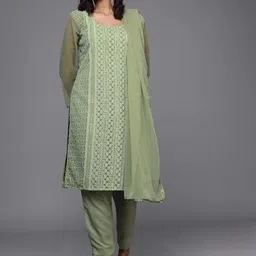 KALINI Green Embroidered Unstitched Dress Material-image-78