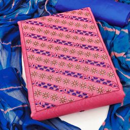 MANVAA Embroidered Glaze Cotton Unstitched Dress Material-image-99