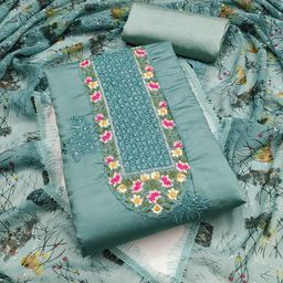 KALINI Floral Embroidered Beads Unstitched Dress Material-image-52