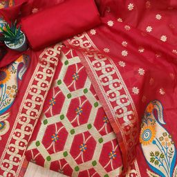 Panzora Floral Embellished Unstitched Dress Material-image-41