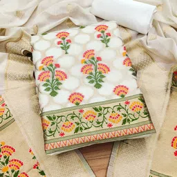 KALINI Floral Printed With Zari Cotton Silk Unstitched Dress Material-image-60