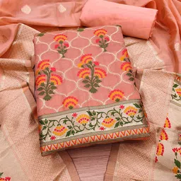 KALINI Floral Printed With Zari Cotton Silk Unstitched Dress Material-image-63