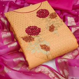 Peachmode Embroidered Pure Cotton Unstitched Dress Material-image-11