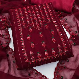 Panzora Embroidered Unstitched Dress Material-image-36